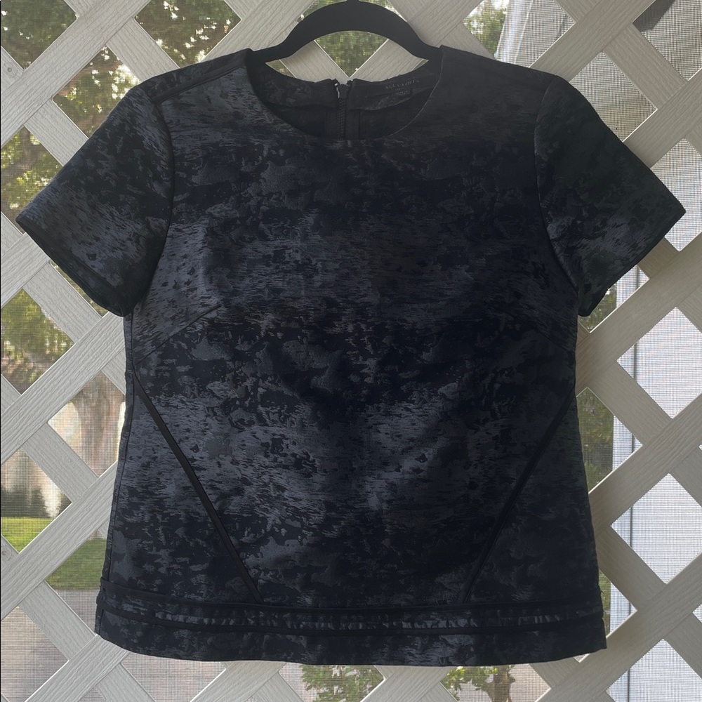 AllSaints ‘Jiro’ Metallic Brocade Top - Picture 2 of 10